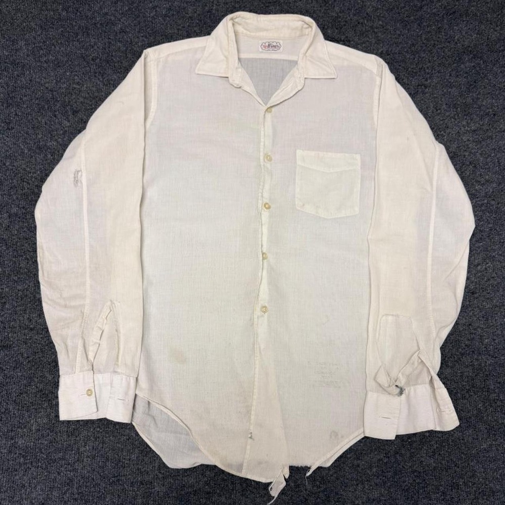 Vintage 1950s Wings White Button Up Shirt Mens Small Medium Lightweight Thin
